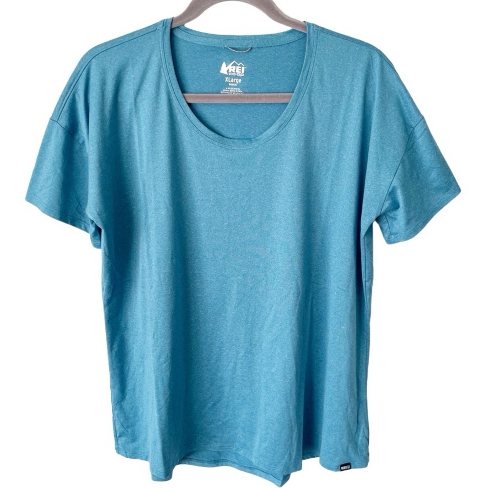 REI Co-Op Top Women's XL Blue Scoop Neck Quick Dry Workout Outdoor Gorpcore